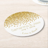 グリッター紙吹雪シャワーパーティー | 金ゴールド白 ラウンドペーパーコースター (アングル)