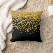 グリッター紙吹雪シャワー|金ゴールド黒 クッション (ブランケット)
