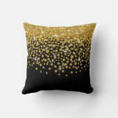 グリッター紙吹雪シャワー|金ゴールド黒 クッション (裏面)