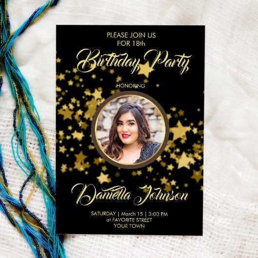 グリッター紙吹雪スカスタムターズ誕生日 招待状