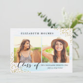 グリッター紙吹雪スプリンクル2フォト卒業青 招待状 (スタンド正面)