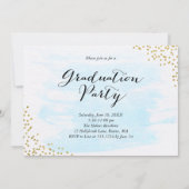グリッター紙吹雪スプリンクル2フォト卒業青 招待状 (裏面)