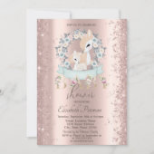 グリッター紙吹雪ベビーデアーズフラワーベビーシャワー 招待状 (正面)