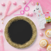 グリッター紙吹雪 |金ゴールドと黒の円 ペーパープレート (パーティー)