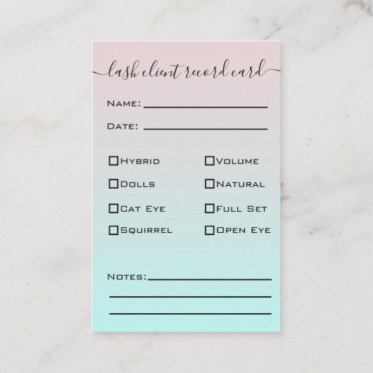 グリッター紫まつげ拡張クライアントレコード 名刺 (裏面)