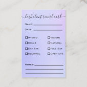 グリッター紫まつ毛拡張クライアントレコードバス 名刺 (裏面)