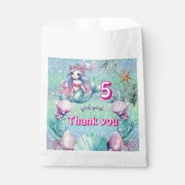 グリッター紫色の人魚の誕生日お願いバッグ フェイバーバッグ