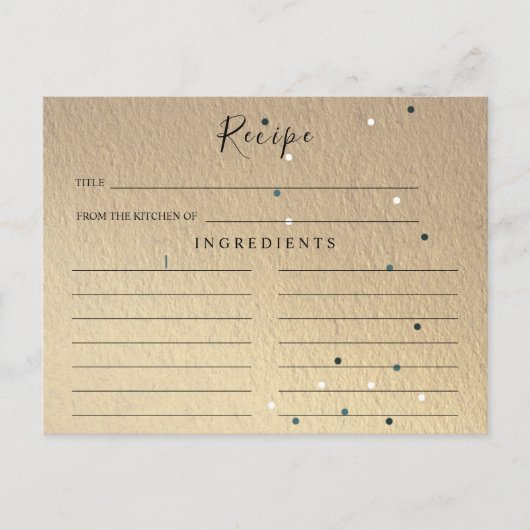 グリッター結婚のブライダルシャワーレシピカード ポストカード (正面)