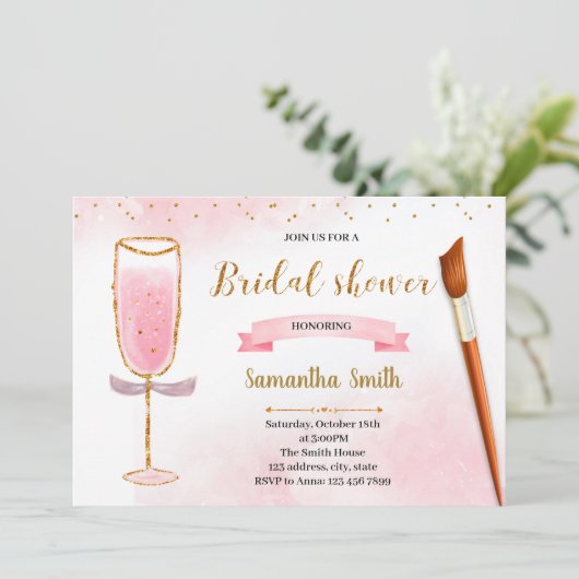 グリッター絵を描とシャワーの招待 招待状 (スタンド正面)