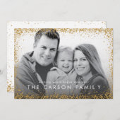 グリッター縁ど新年あいさつフェイク金ゴールドグリッター シーズンカード (正面/裏面)