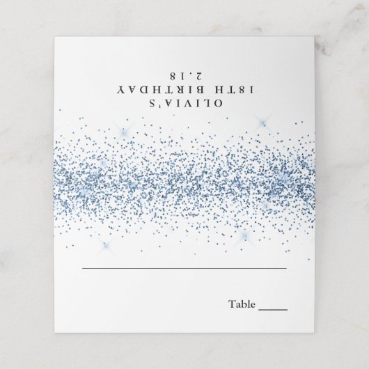グリッター縁ど、ネイビーブルーおよびホワイトパーソナライズされた プレイスカード (外部開封)