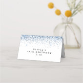 グリッター縁ど、ネイビーブルーおよびホワイトパーソナライズされた プレイスカード (裏面)