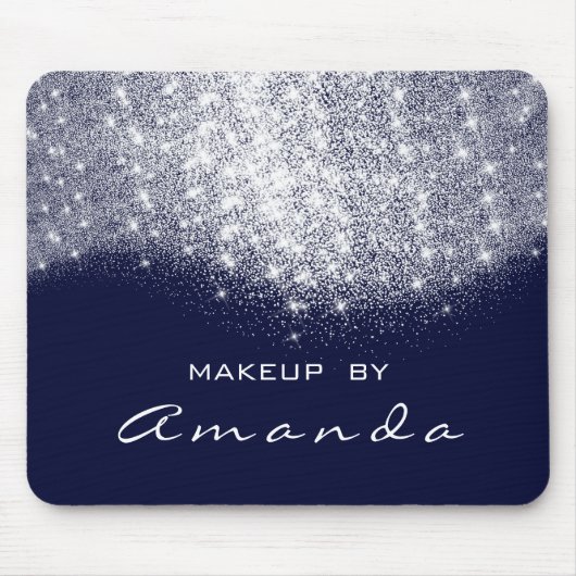 グリッター美しいスタジオメイクアップシルバーブルーネイビーネーム マウスパッド (正面)