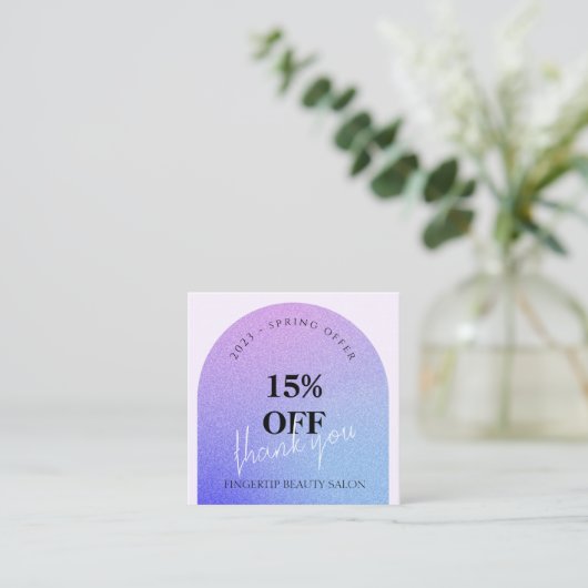 グリッター美しいネイルサロンプロモサンキューカード スクエア名刺 (スタンド正面)