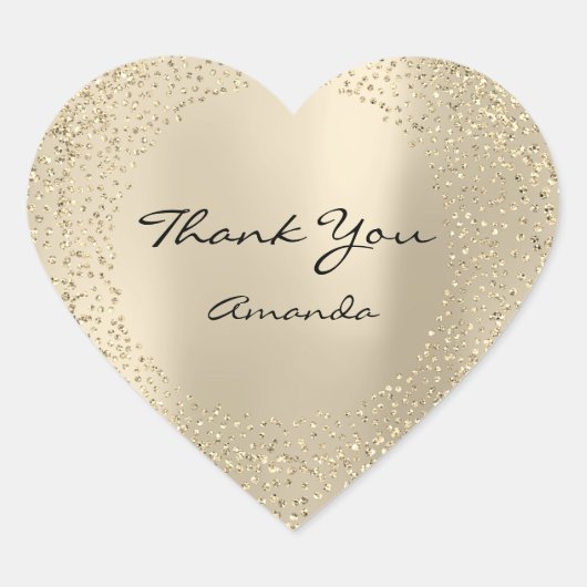 グリッター美しいネームブライダルハート感謝していチャンパーニュ ハートシール (正面)