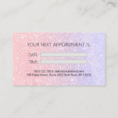 グリッター美しいピンクヘアスタイリストアポイントメントカード 名刺 (裏面)