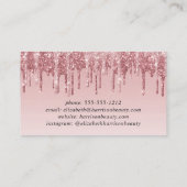 グリッター美しいピンクローズ金ゴールド 名刺 (裏面)