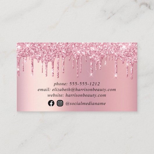 グリッター美しいピンク 名刺 (裏面)