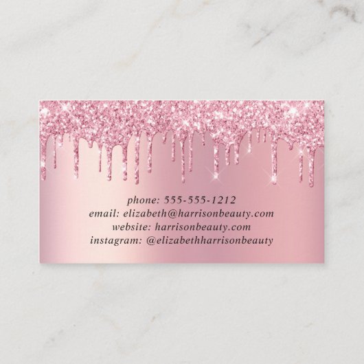 グリッター美しいピンク 名刺 (裏面)