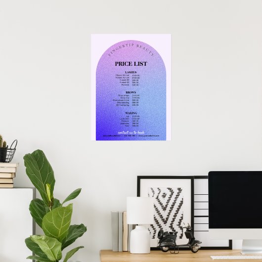 グリッター美しいメイクアップネイルサロンメニュー価格表 ポスター (ホームオフィス)