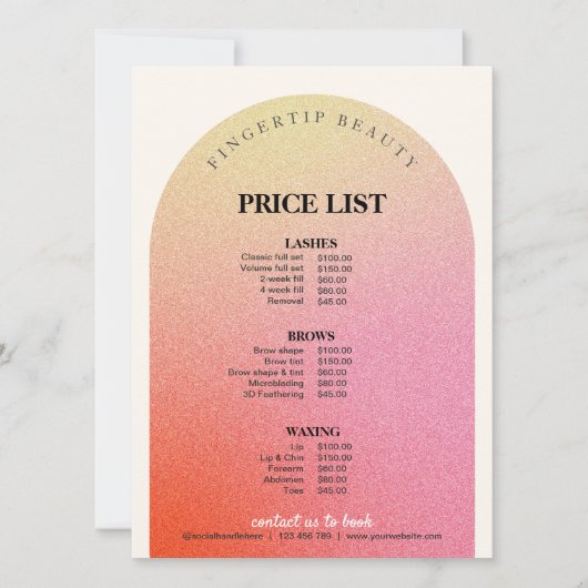 グリッター美容師爪、 ネイル美しいサロン価格表 (正面)