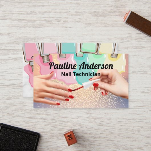 グリッター背景 | マニキュア爪、 ネイルポーランド液 ロイヤリティカード (正面/裏面インサイチュ)