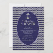 グリッター航海のいかりベイビーシャワーの侵入 招待状 (正面)