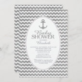 グリッター航海のいかりベイビーシャワーの侵入 招待状 (正面/裏面)