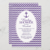 グリッター航海のいかりベイビーシャワーの侵入 招待状 (正面/裏面)