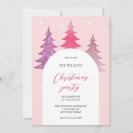 グリッター芸術的ピンククリスマス 招待状