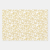 グリッター葉パターンのクリスマス ラッピングペーパーシート (正面)