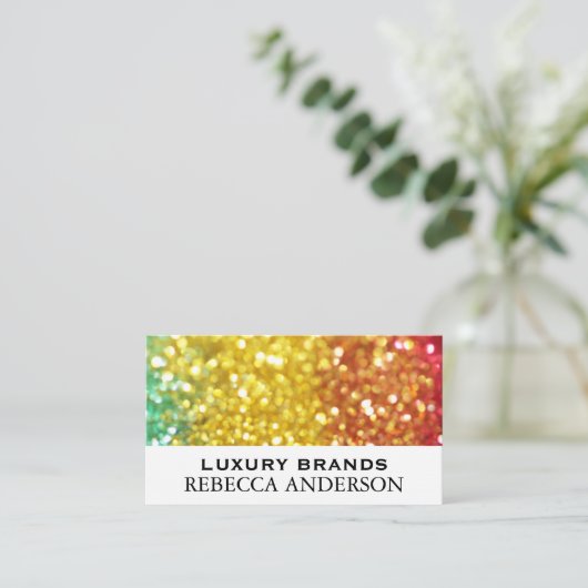 グリッター虹の背景 名刺 (スタンド正面)