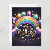 - グリッター虹色の誕生日ポストカード ポストカード (正面/裏面)