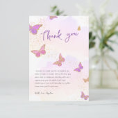 グリッター蝶ブライダルシャワーサンキューユー カード (スタンド正面)
