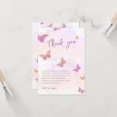 グリッター蝶ブライダルシャワーサンキューユー カード (正面/裏面インサイチュ)