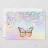 グリッター蝶誕生日招待状 招待状 (裏面)