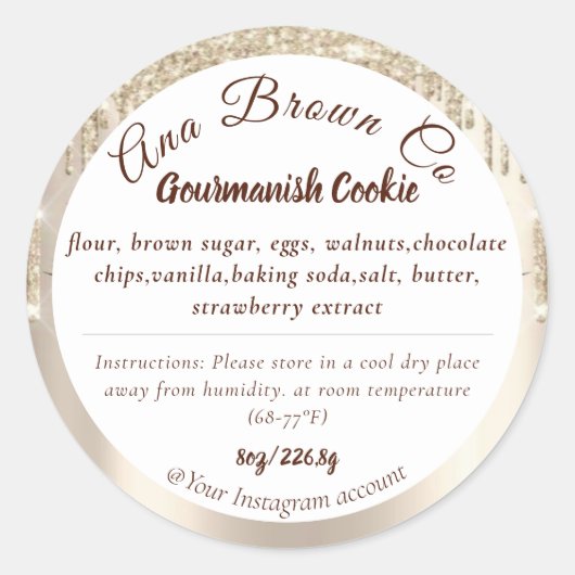 グリッター製品ブランディング成分ラベル ラウンドシール (正面)