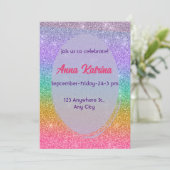 グリッター誕生日の招待 招待状 (スタンド正面)