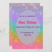 グリッター誕生日の招待 招待状 (正面/裏面)