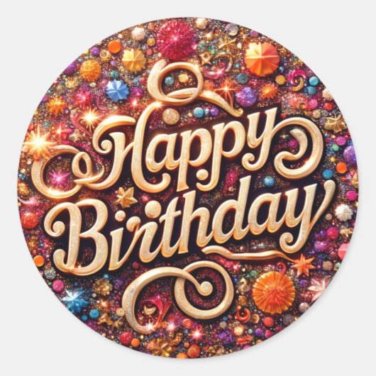 グリッター誕生日シール ラウンドシール (正面)