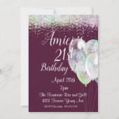 グリッター誕生日、21歳の誕生日、 招待状 (正面)