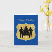 グリッター警察盾＆警察クリスマスカード カード (黄色い花)