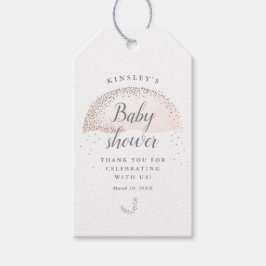 グリッター赤面ピンクの傘の赤ちゃん感謝していシャワーユー ギフトタグ