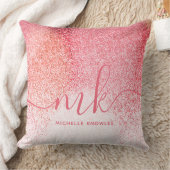 グリッター赤面ピンクローズ金ゴールドスクリプモノグラムのト クッション (ブランケット)