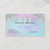 グリッター輝く虹彩色フォイル署名モノグラム 名刺 (裏面)