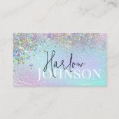 グリッター輝く虹彩色フォイル署名モノグラム 名刺 (正面)