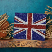 グリッター輝く輝くユニオンジャック国旗 フォトプラーク (側面)