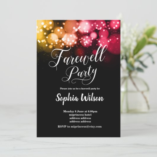 グリッター送別パーティー招待状 招待状 (スタンド正面)