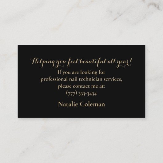 グリッター金ゴールドおよびブラックネイリスト名刺 名刺 (裏面)