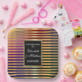 グリッター金ゴールドとブラック結婚ズスクエア ペーパープレート (パーティー)